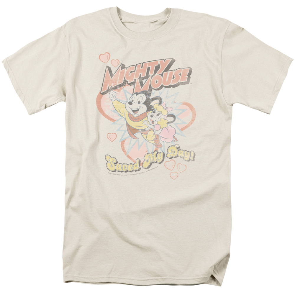 Mighty Mouse Cartoon Hero Saved My Day Rescuing Pearl Pureheart Tee Shirt S-3XL