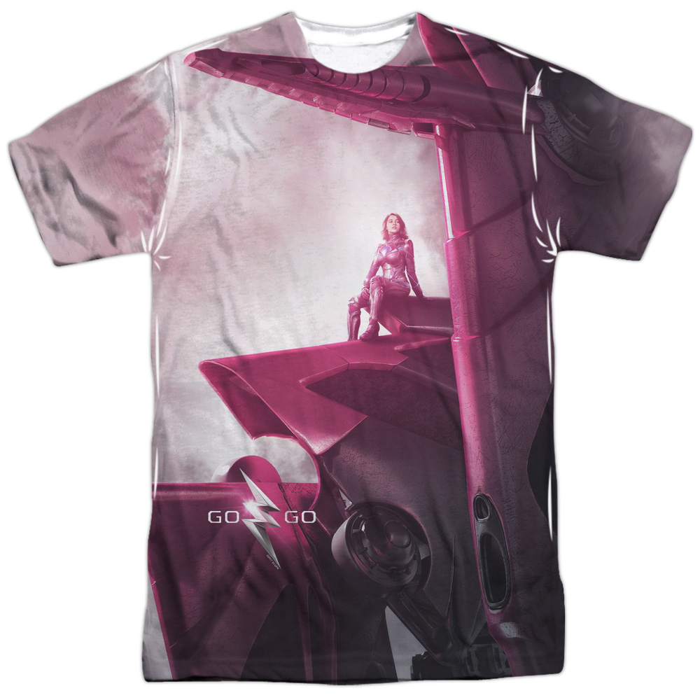 Power Rangers Pink Zord Poster Sublimation Licensed Adult T-Shirt